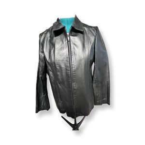 L women’s black leather jacket
